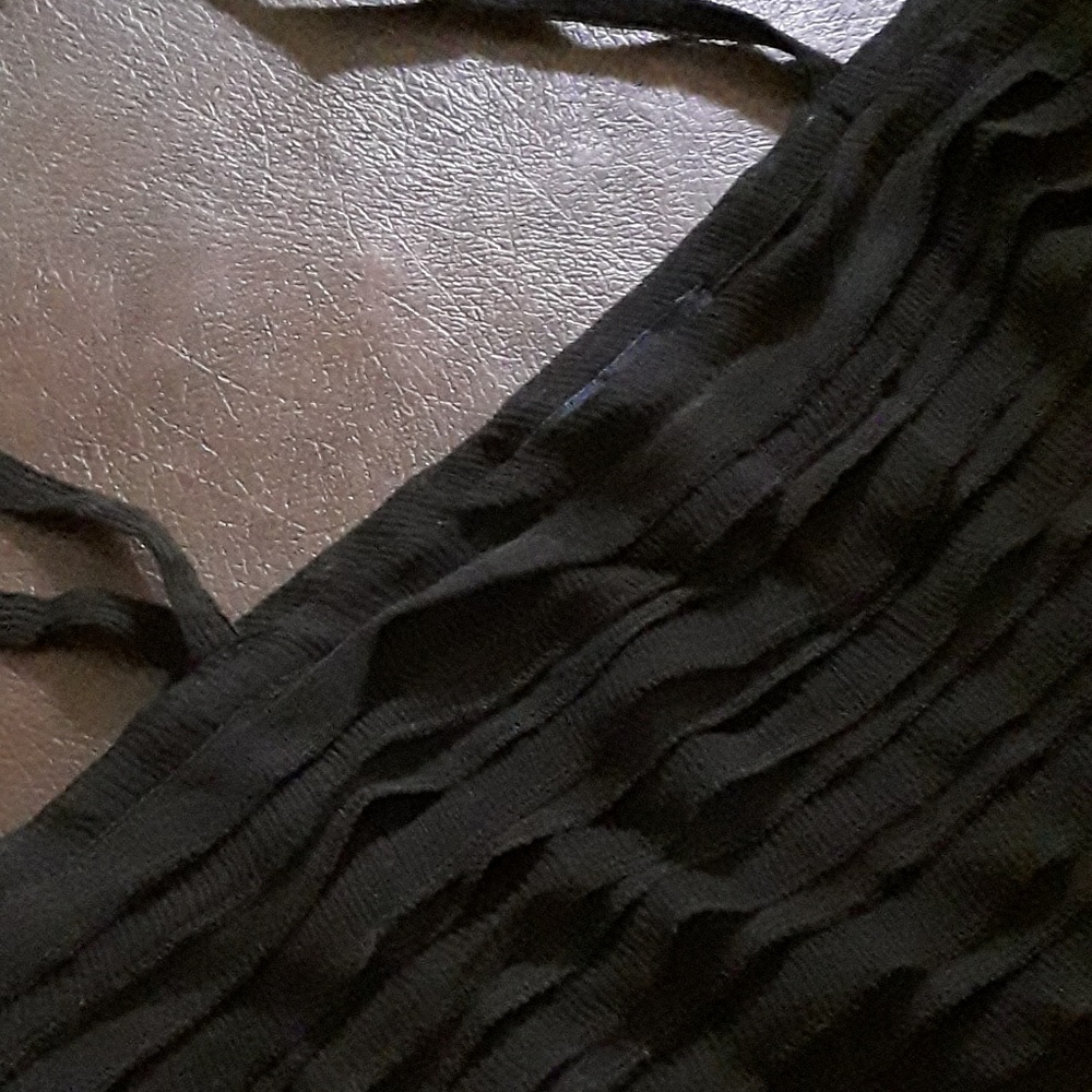 Magaschoni Womans Sheer Black Ruffle Tank Top SILK